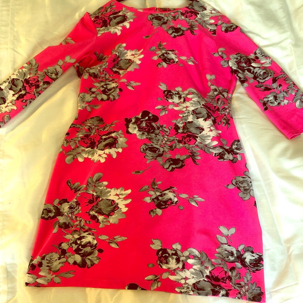 Sexy Pink and Floral Wiggle Mini Dress